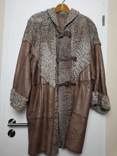 Leder mantel cape persianer - leder,