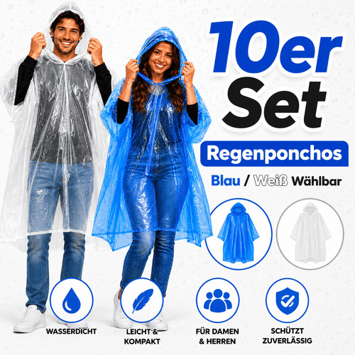 10er set regenponcho notfall - regenponcho,